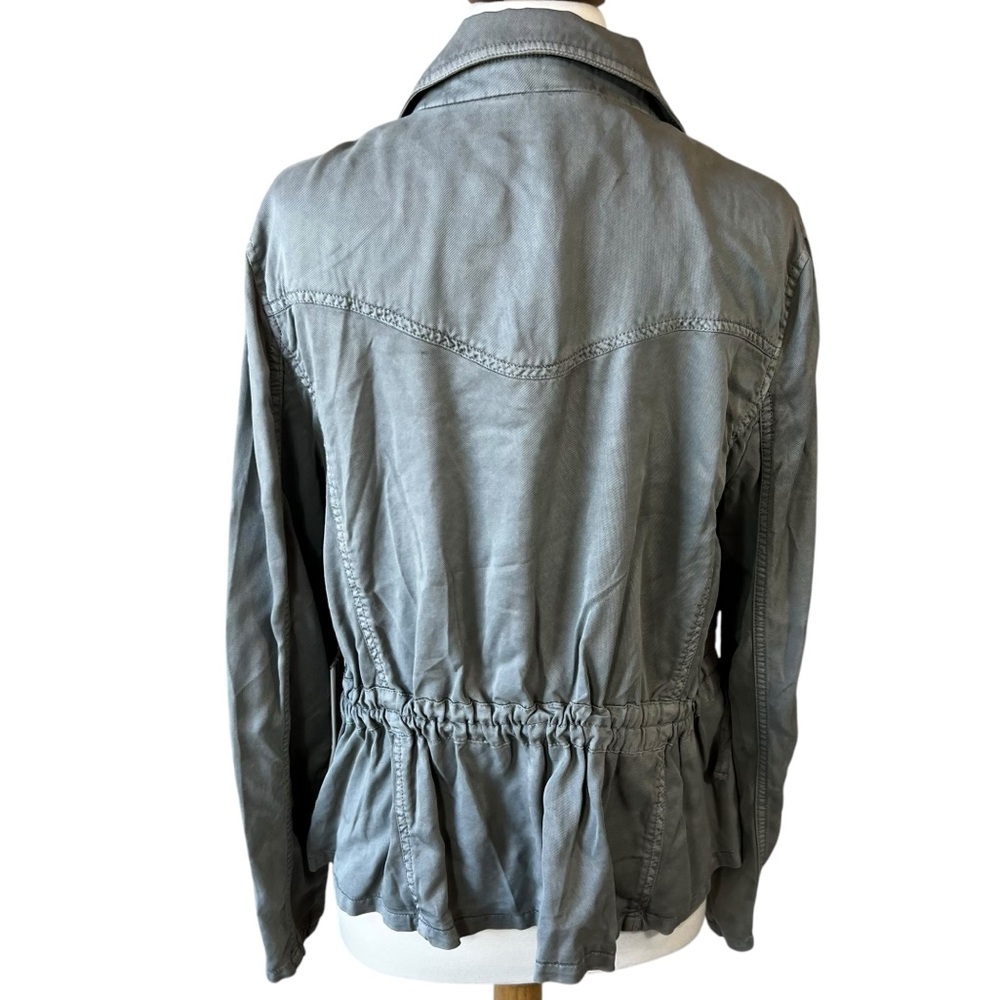 Anthropologie Marrakech Ronika Draped Green Khaki Moto Jacket Chic Women’s L - Picture 8 of 8